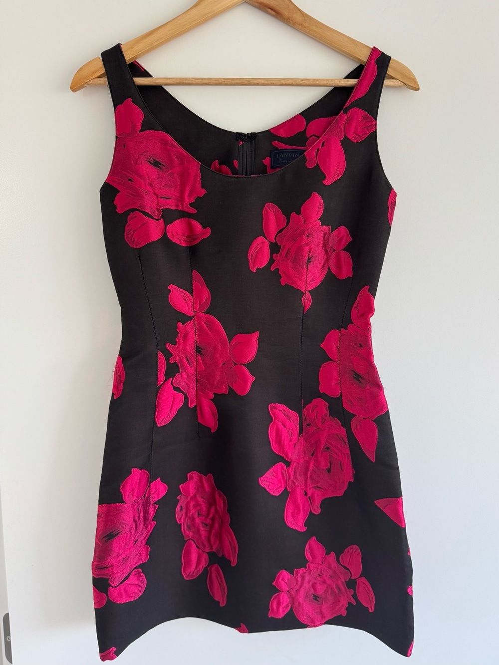 Lanvin pink & black appliqué sleeveless mini dress